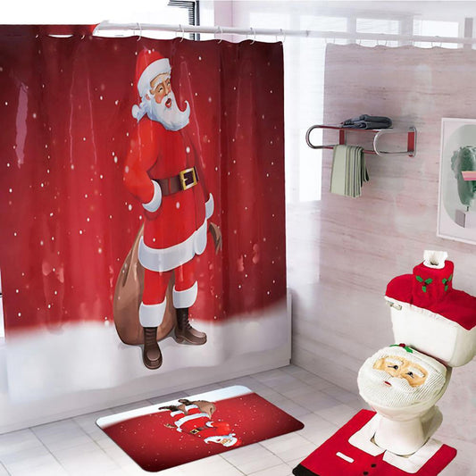 Merry Christmas Bathroom Curtain Santa Claus Toilet Seat Christmas Decorations