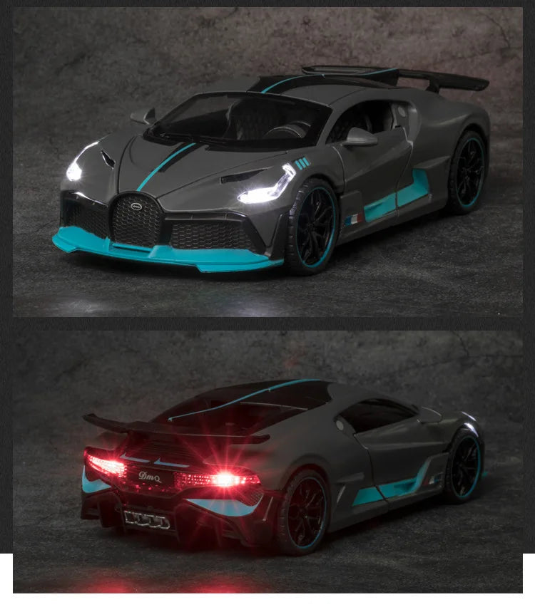 1/32 Diecast Sport Car Bugatti Divo Simulation Model Play Metal Vehicle 15.5Cm Collectible Toy For Kids W/Lights