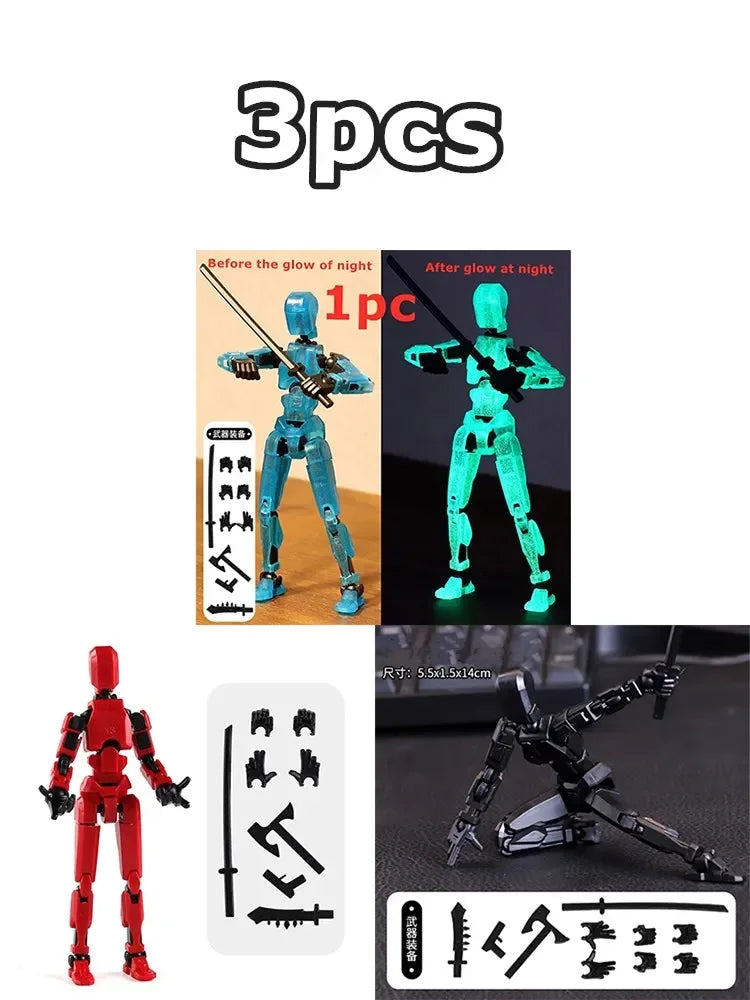 1/2/4/9pcs Luminous Titan 13 Action Figures T13 Figure 3D Printed Multi-Jointed Movable Lucky 13 Action Figure Nova Figure Dummy