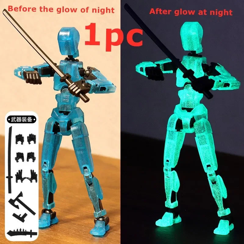 1/2/4/9pcs Luminous Titan 13 Action Figures T13 Figure 3D Printed Multi-Jointed Movable Lucky 13 Action Figure Nova Figure Dummy