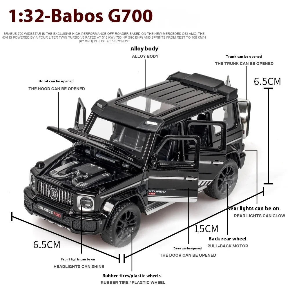 1/32 G700 Alloy Car Model Simulation Toy Diecast Vehicles Off-road SUV With Sound N Light Collectible Kids' Gift 111