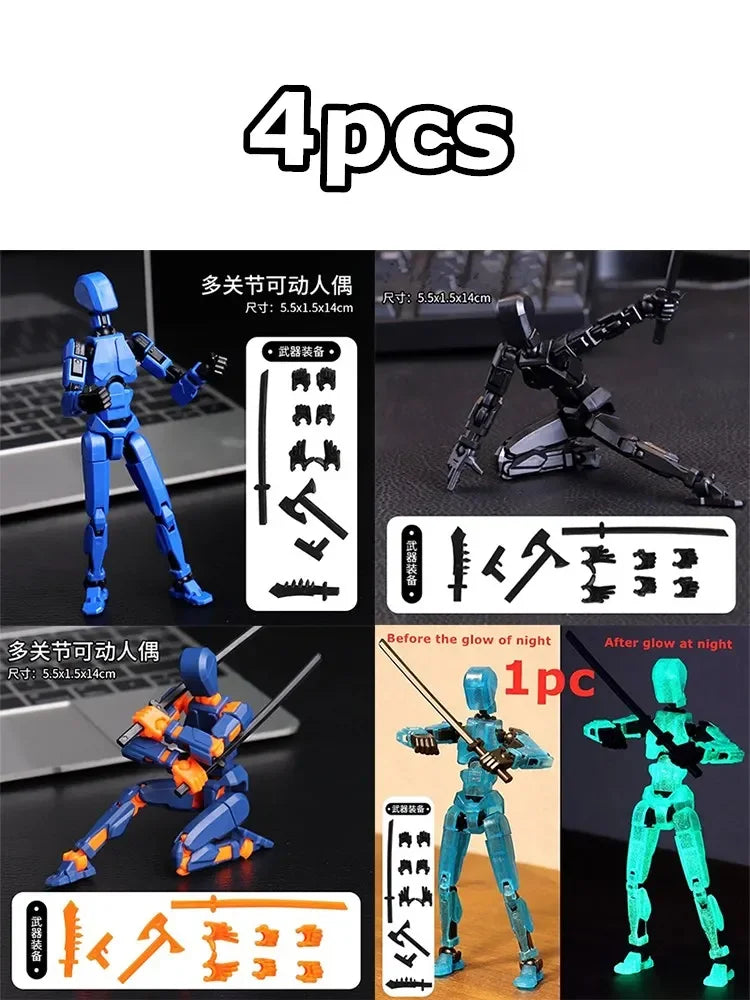 1/2/4/9pcs Luminous Titan 13 Action Figures T13 Figure 3D Printed Multi-Jointed Movable Lucky 13 Action Figure Nova Figure Dummy