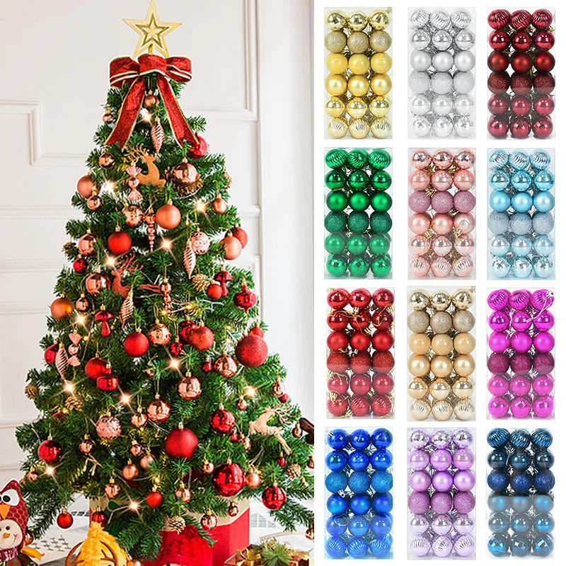 1box Christmas Balls Christmas Tree Ornaments Ball Xmas Hanging Tree Pendants Home Party Decor 2023 New Year Gift Noel Navidad