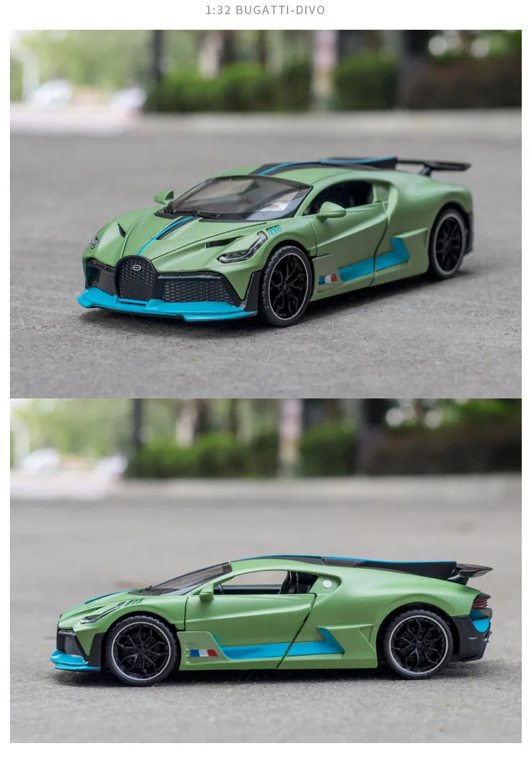 1/32 Diecast Sport Car Bugatti Divo Simulation Model Play Metal Vehicle 15.5Cm Collectible Toy For Kids W/Lights