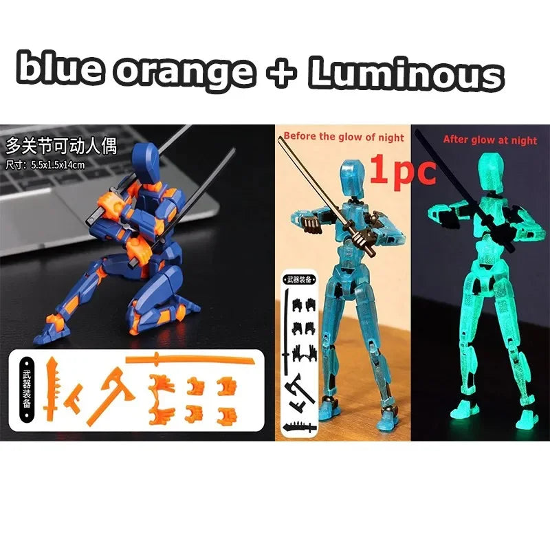 1/2/4/9pcs Luminous Titan 13 Action Figures T13 Figure 3D Printed Multi-Jointed Movable Lucky 13 Action Figure Nova Figure Dummy