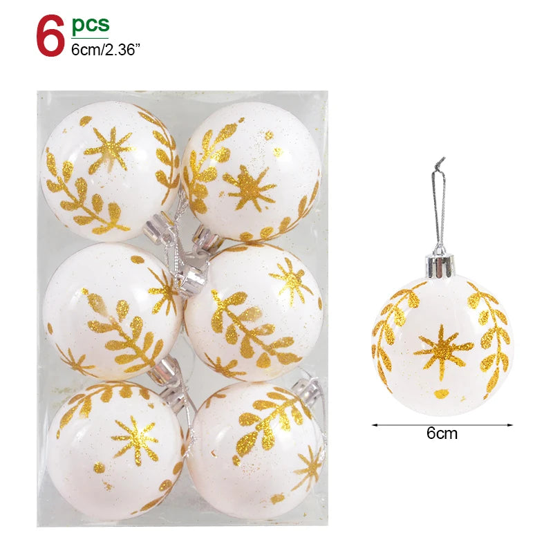 1box Christmas Balls Christmas Tree Ornaments Ball Xmas Hanging Tree Pendants Home Party Decor 2023 New Year Gift Noel Navidad