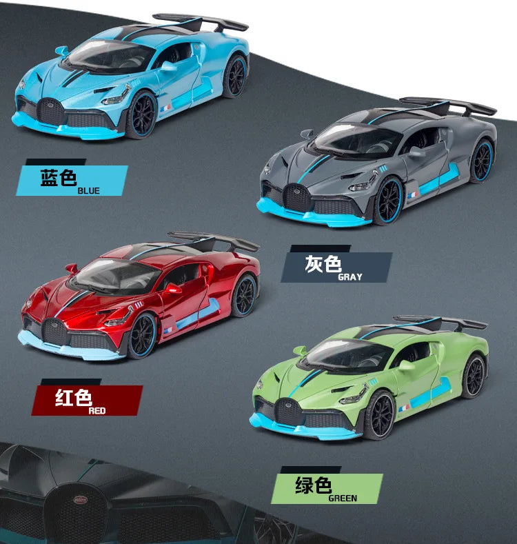 1/32 Diecast Sport Car Bugatti Divo Simulation Model Play Metal Vehicle 15.5Cm Collectible Toy For Kids W/Lights