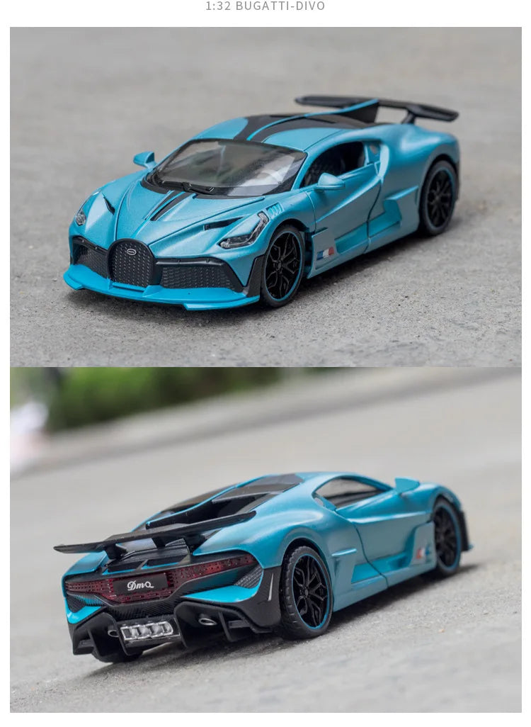 1/32 Diecast Sport Car Bugatti Divo Simulation Model Play Metal Vehicle 15.5Cm Collectible Toy For Kids W/Lights